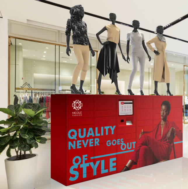 Photo of a red retail smart locker
